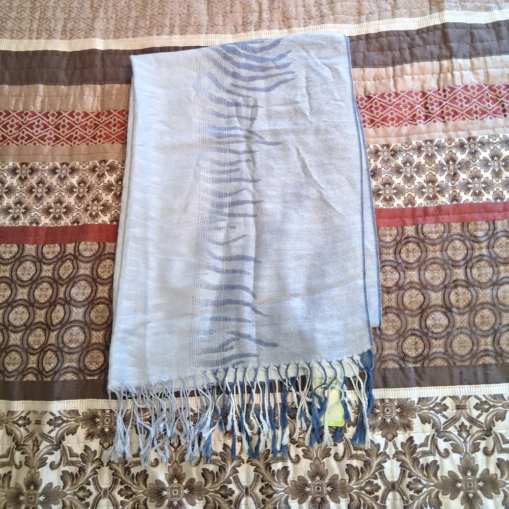 Pashmina Scarf Silk-Cashmere Blend Blue 74